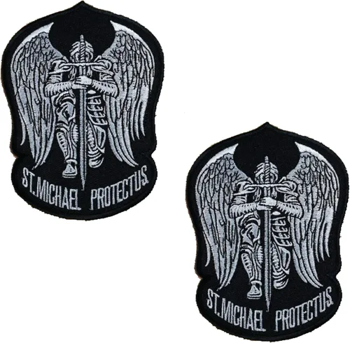St. Saint Michael Protect Us - Parche bordado táctico militar para operador del ejército con cierres de gancho y bucle, 3.54 x 4.72 pulgadas