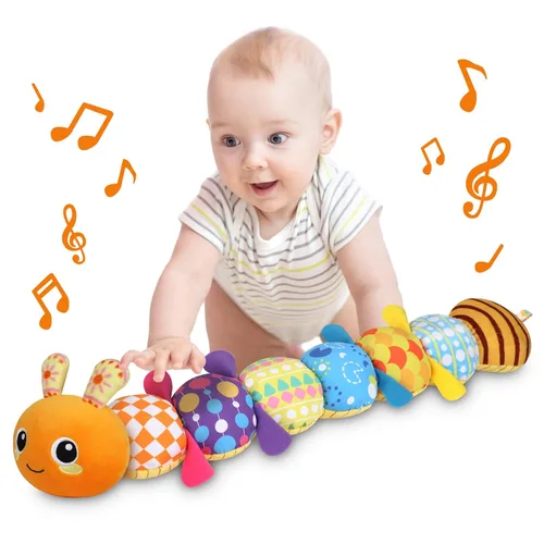 KMUYSL Juguetes para bebés de 0-6 y 6-12 meses, juguete sensorial con música y animales de peluche para 0 1 2 3 4 5 6+ meses, juguete de peluche con