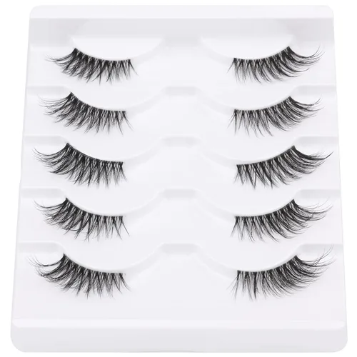 Miniatura 5 de Pestañas postizas de zanlufly, de aspecto natural, de media longitud, de visón, pestañas postizas de ojo de gato, banda invisible ligera