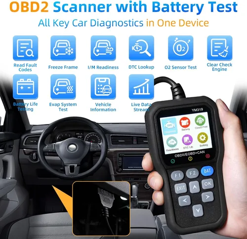 Miniatura 2 de Escáner FX319 OBD2 lector de código OBD2, herramienta de diagnóstico de coche con probador de batería de 12 V, apaga la luz del motor