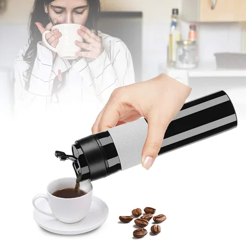 Miniatura 5 de Botella de prensa de café, taza portátil de 11.8 fl oz para té y café, botella de café, taza de viaje, taza de agua, taza de café, taza de agua Negro