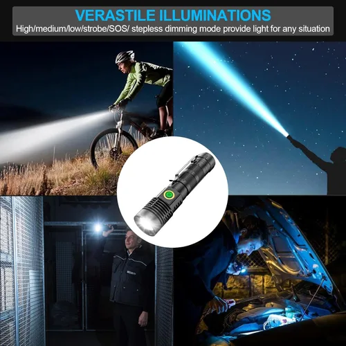 Miniatura 8 de Karrong Linternas recargables de alto lúmenes (batería incluida), linterna magnética pequeña y súper brillante, 6 modos, zoomable, impermeable