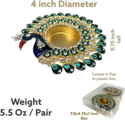 Miniatura 2 de LoveNspire Portavelas de pavo real, Diya decorativo para el hogar, Diwali Pooja, decoración de mesa de Navidad, recuerdos de boda y regalos