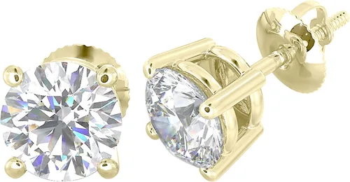 Miniatura 3 de Aretes de diamantes reales naturales con cierre de rosca seguro para mujeres y hombres, aretes de diamante de talla redonda de oro de 14 quilates