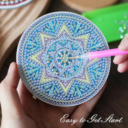Miniatura 3 de Temlum Juego de 6 posavasos de pintura de diamante, posavasos de mandala para principiantes, kit de pintura de diamantes pequeños para adultos
