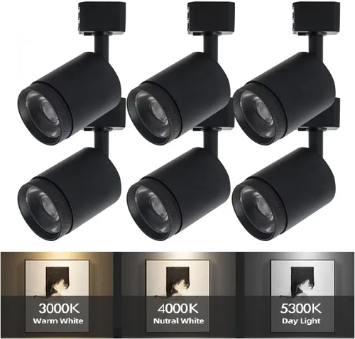 Cabezales de iluminación LED de pista de 10 W, cabezales de luz de riel tipo H, focos brillantes, cabezales de iluminación de pista negros para arte