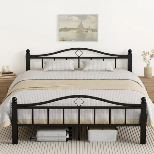 Miniatura 11 de Marcos de cama individuales de metal, diseño sin ruido y almacenamiento debajo de la cama, marcos de cama resistentes con cabecero, no necesita