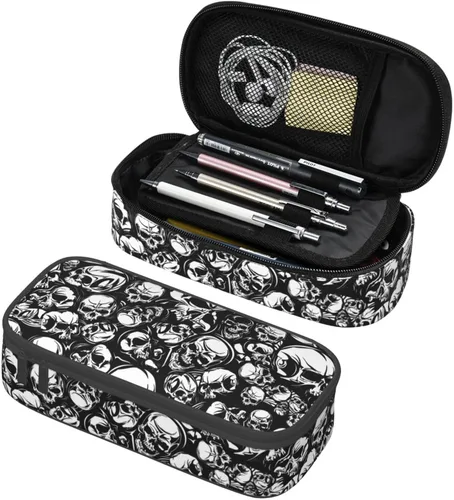 Miniatura 10 de Estuche organizador retro hippie de los años 70 con diseño de hongos florales de gran capacidad, papelería con cremallera, suministros escolares