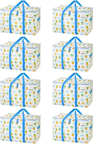 Miniatura 14 de VENO - Paquete de mudanzas, cajas de almacenamiento para embalaje universitario con tapas alternativas, para dormitorio, extragrande, asas