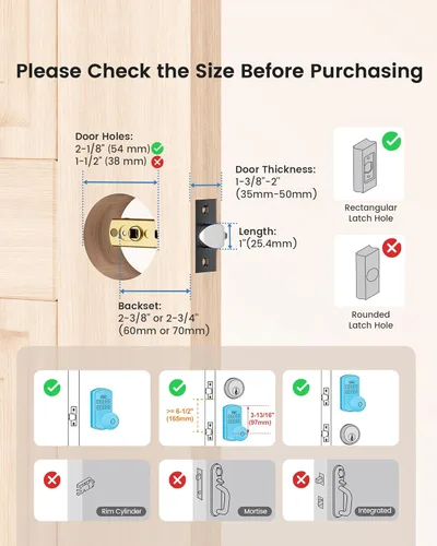 Miniatura 4 de Hidalife Pomo de puerta inteligente con teclado, cerradura de puerta de entrada sin llave para puerta delantera, modo de paso fácil, código único