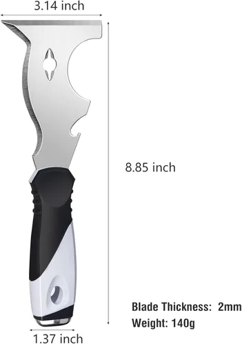 Miniatura 7 de Mister Rui Paquete de 2 Cuchillos de Masilla 10 en 1 - Herramienta Multiusos para Pintores, Cuchillo de Cinta, Raspador de Pintura y Metal