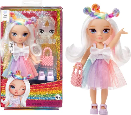 Rainbow High Littles – Opal Raine, Muñeca Pequeña de 14 cm Posable con Bolso, Unicornio Mascota Mágico, Juguete para Niñas, Regalo para Niños de 4 a