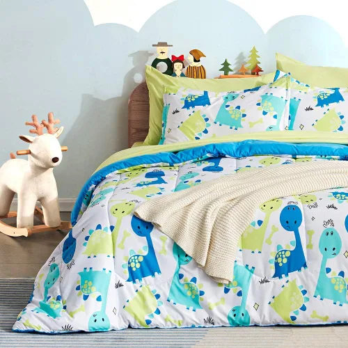 SLEEP ZONE Juego de edredón para niños, tamaño matrimonial/queen, súper lindo y suave, ropa de cama para niños en una bolsa, juego de 7 piezas con