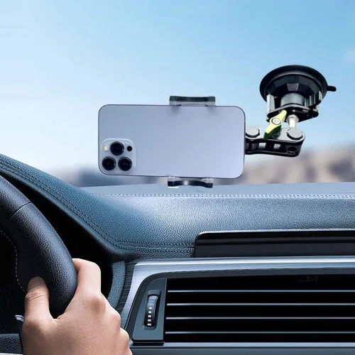 Miniatura 5 de Brazo universal de cabeza esférica para teléfono, soporte ajustable para teléfono móvil de automóvil para viajes al aire libre, soporte de ventosa