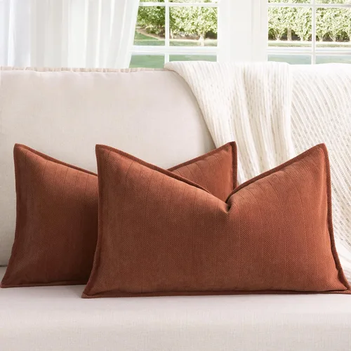 Miniatura 59 de ZWJD Fundas de Almohada para Lanzar de Color Rust 18x18 Juego de 2 Fundas de Almohada de Chenilla con Diseño Elegante Fundas de Almohada Decorativas