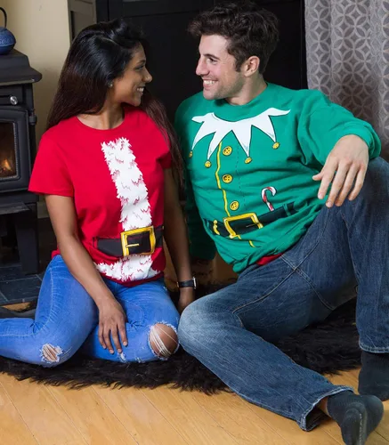 Miniatura 5 de Disfraz de elfo de Papá Noel Suéter navideño novedoso sudadera con cuello redondo Verde