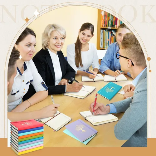 Miniatura 3 de Dispowreath Paquete de 10 cuadernos rayados de cuero A5 de tapa dura para escribir, 200 páginas, 10 colores, bloc de notas para viajes, trabajo