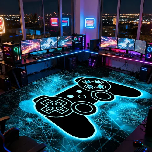 Miniatura 20 de BATATADOCE Alfombras de videojuegos para dormitorio de niños, alfombras para sala de juegos, decoración de juegos para niños, alfombra de área