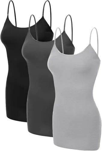 Miniatura 246 de Emmalise Camisola larga casual básica para mujer, con tirantes ajustables, top en capas
