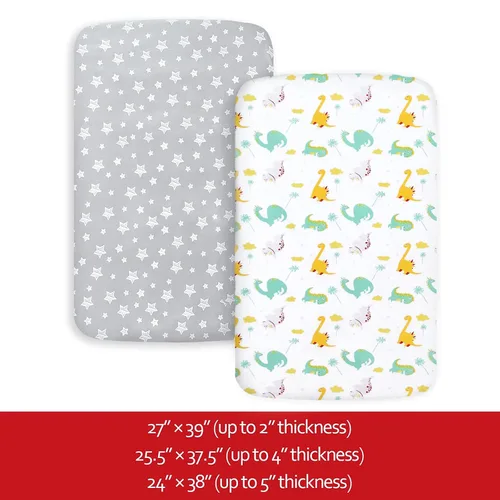 Miniatura 6 de Pack and Play Sheets - Juego de 2 sábanas para cuna, sábana bajera elástica compatible con Graco Pack n Play, material suave y transpirable
