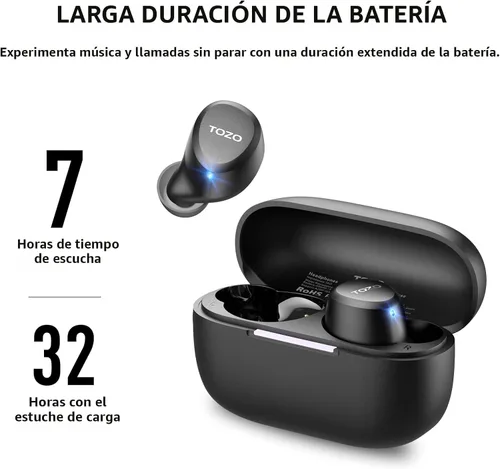 Miniatura 5 de TOZO Auriculares inalámbricos A1 Bluetooth 5.3 de peso ligero en el oído IPX5 Auriculares impermeables 2 micrófonos para llamadas AI, auriculares