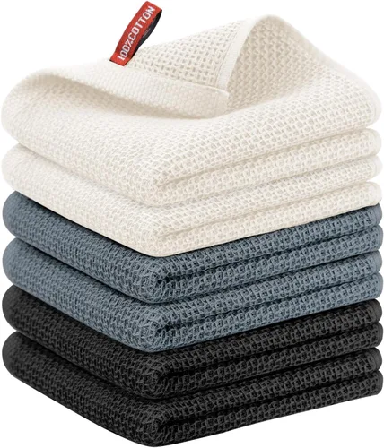 Miniatura 40 de Nialnant - Toalla de cocina 100% algodón, tejido gofre, suave, absorbente y de secado rápido, toallas para secar platos, trapos de limpieza - Multi
