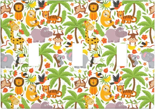 Miniatura 29 de Cubierta de interruptor de luz de animales de la jungla Tigre Koala Jirafa linda, cubierta de interruptor de pared de palanca única decorativa de 1
