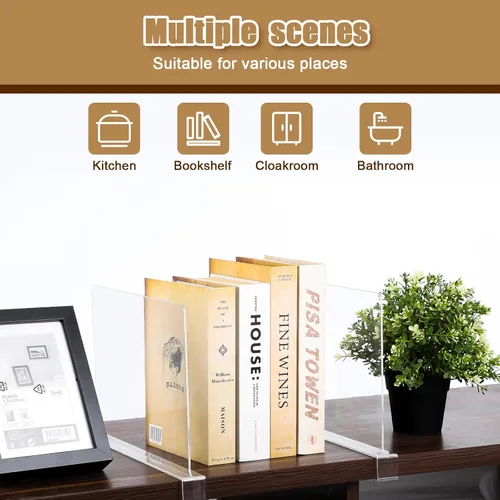 Miniatura 6 de xydstay Paquete de 6 Separadores de Estantes de Acrílico Transparente para Organización de Closet, Organizadores de Bolsos para Closet, Divisores