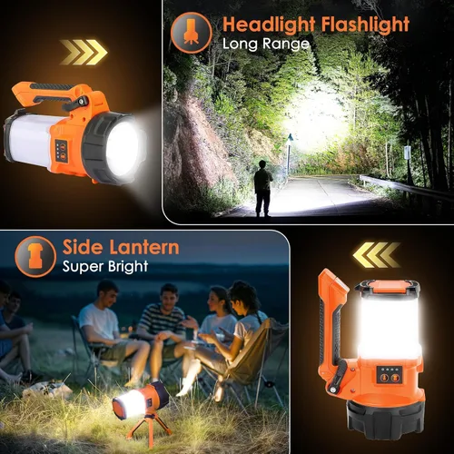 Miniatura 3 de BOBKID Linterna de campamento recargable con trípode, 6 modos, linterna LED de mano con 4000 lm, IPX4 impermeable reflector luz de trabajo