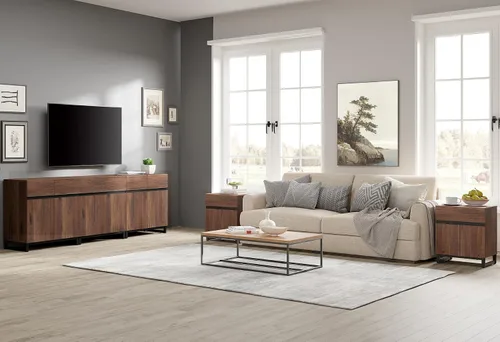 Miniatura 8 de Wampat Moderno soporte de TV para televisores de 100 pulgadas, consola central de entretenimiento 3 en 1 con estantes ajustables y base de metal