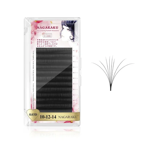 NAGARAKU Easy Fan - Extensiones de pestañas prefabricadas en abanico de 3 capas, pestañas autoflorecientes de mega volumen, pestañas automáticas
