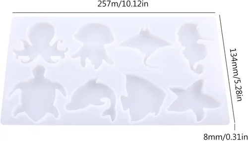 Miniatura 2 de Moldes de silicona de animales para resina epoxi, 8 cavidades lindos moldes de silicona en forma de animal para llavero colgante de joyería, fondant