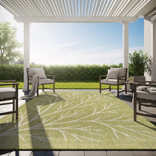 Miniatura 20 de Alfombra Lavable para Interiores y Exteriores 8x10 Resistente a la Intemperie Alfombras de Área Modernas de Yute Sólido para Porche Terraza Balcón