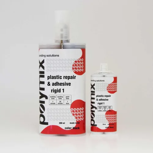Miniatura 7 de Polymix Adhesivo rígido para reparación plástica automotriz multiusos y adhesivo de 200 ml con cartucho y dos boquillas de mezcla de aplicación Negro