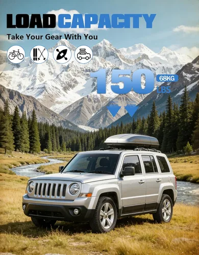 Miniatura 3 de FengYu Barras Transversales para Techo de 220 lb Compatibles con Jeep Patriot 2007-2017 con Riel Lateral Elevado, Barras Transversales de Rieles
