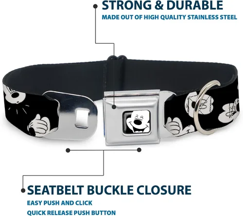 Miniatura 4 de Buckle-Down Collar de perro con hebilla de cinturón de seguridad, dálmatas para correr, patas, negro, gris, blanco, negro, 1 pulgada de ancho, se