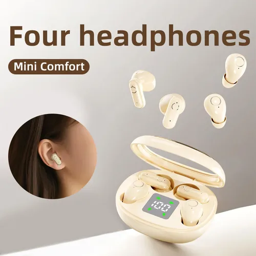 Miniatura 3 de 2-in-1 Mini Invisible Sleep Bluetooth Earbuds,Small Wireless Sleep Headphones for Side Sleepers,Bluetooth 5.4 Bass Stereo Sound Over-Ear Caqui