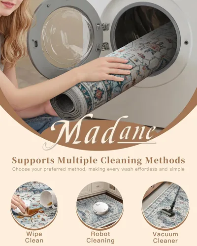 Miniatura 33 de Madane Tapete lavable de 2 x 10 pies para pasillo, cocina, recibidor, clásico, suave, antideslizante para interiores, casa de campo, baño, sala