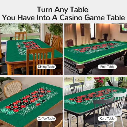 Miniatura 6 de Tapete de póquer con alfombrilla de póquer, cubierta de goma antideslizante para mesa de juego de ruleta, tapete de póquer con bolsa de transporte