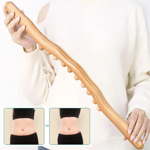 Miniatura 3 de Herramientas de masaje de madera Gua Sha, herramienta de paleta de drenaje linfático de 10 cuentas, herramienta de masaje de mano para esculpir