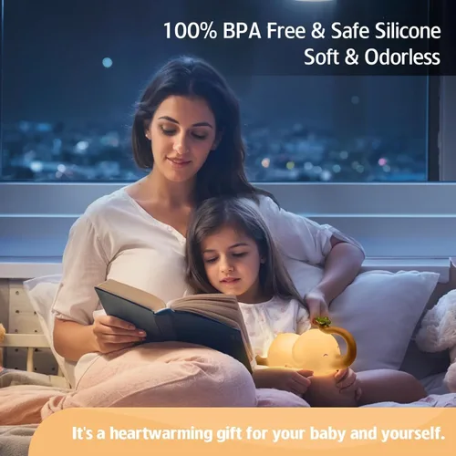 Miniatura 3 de Luz nocturna de silicona con forma de elefante para niños - Lámpara LED recargable y regulable en 3 niveles, control táctil, luz suave de animales