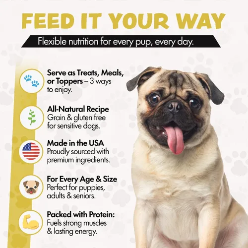 Miniatura 3 de Alimento liofilizado para perros de razas pequeñas y grandes, 6 onzas de carne de res para perros quisquillosos, fabricado en Estados Unidos, sin