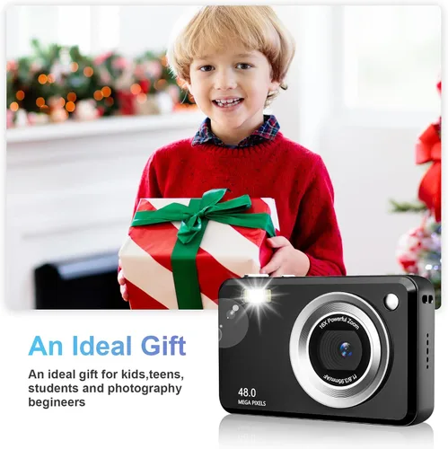 Miniatura 2 de Cámara digital, FHD 1080P Point and Shoot Cámara para niños, con tarjeta de 32 GB, zoom 16X antivibración, 48 MP compacto portátil pequeño