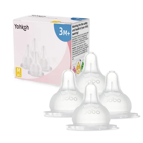 Miniatura 10 de YOHKOH Pezones para biberones para biberones de cuello ancho, pezones de silicona 100% de tacto natural, sin BPA (19.7 ft+, L, 4 unidades)