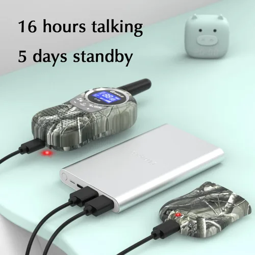 Miniatura 3 de QNIGLO Walkie Talkies para acampar para niños recargables, Walkie Talkies de camuflaje para niños y niñas, adecuados para juegos de aventura al aire