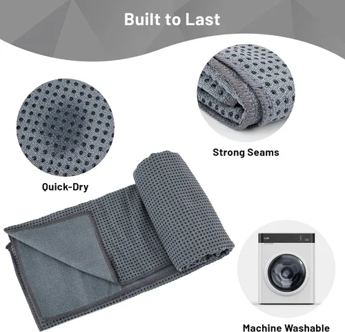 Miniatura 4 de Toalla de yoga antideslizante con puntos de agarre, toalla de microfibra absorbente del sudor para yoga, pilates, bikram y fitness, 72 x 24