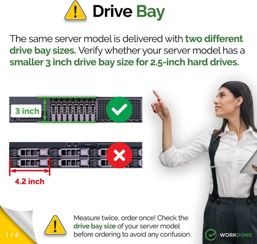 Miniatura 2 de WORKDONE Paquete de 4 unidades – 2.5" Hard Drive Caddy G176J compatible con Dell PowerEdge Server – T440 T640 R330 R430 T430 R630 R730 R830 R930