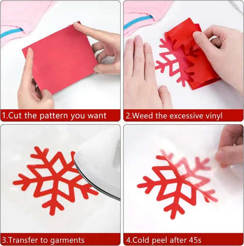 Miniatura 4 de HTVRONT - Rollos de vinilo termotransferible (HTV) rojo, 12 pulgadas x 15 pies de vinilo de planchado para Cricut y Silhouette Cameo, para camisas