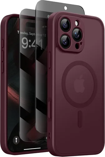 Miniatura 22 de GolbinBox Funda magnética para iPhone 15 Pro, compatible con MagSafe, protección completa de la cámara, protector de pantalla de privacidad