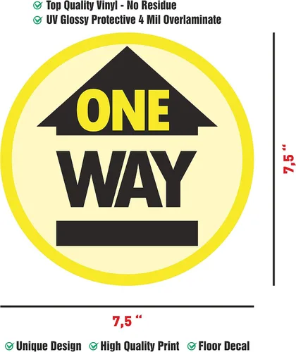 Miniatura 5 de CLEVER SIGNS Calcomanías unidireccionales para el suelo para distanciamiento social, 10 calcomanías, redondas de 7.5 pulgadas, calcomanías de piso